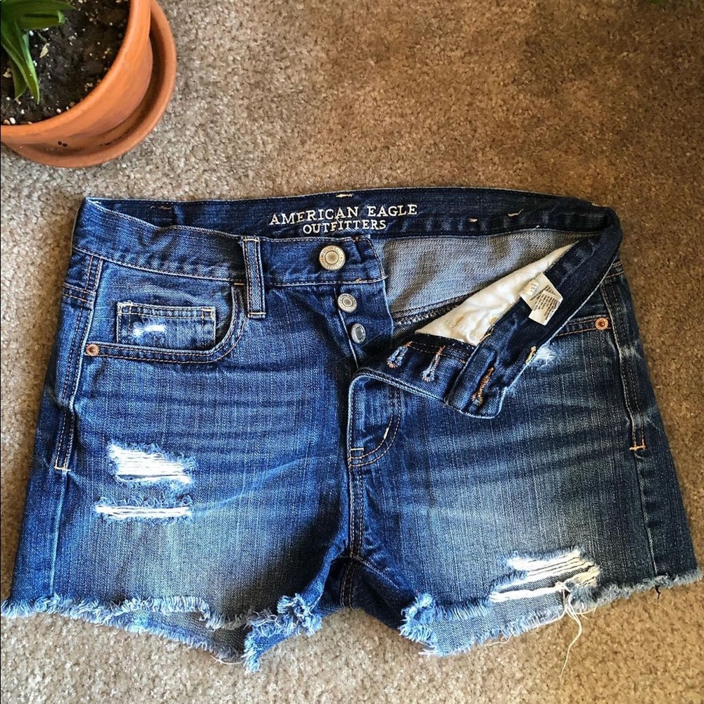 American Eagle Distressed Midi Shorts